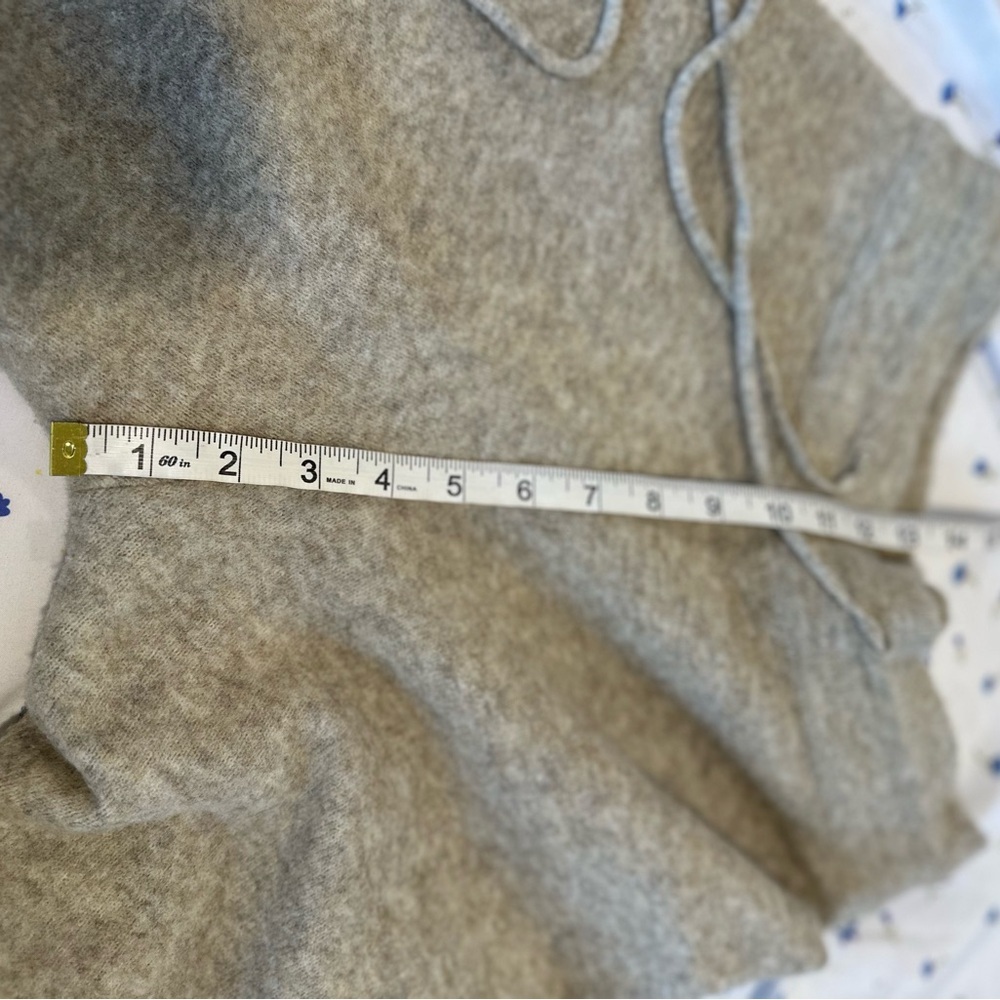 Zara tan knit Sz:M Fuzzy Wool blend Extra wide-leg lounge pants drawstring waist - Picture 6 of 10